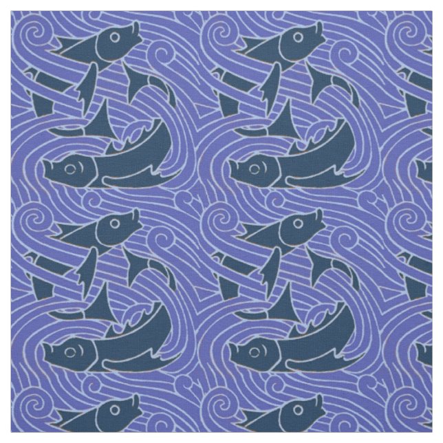 Fisch Fett Schwimmen Ozean Blauer Fischfang Stoff (Muster)