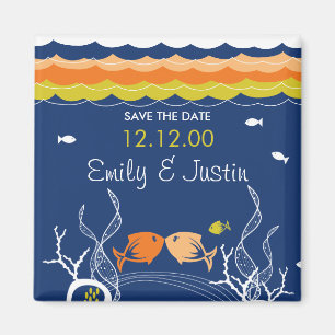 Fisch-Fisch-korallenrotes Seestrand Save the Date Magnet
