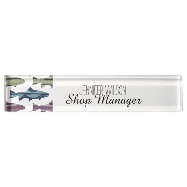 Fisch-Fisch-Muster Namensplakette (Vorderseite)