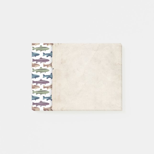 Fisch-Fisch-Muster Post-it Klebezettel (Vorderseite)