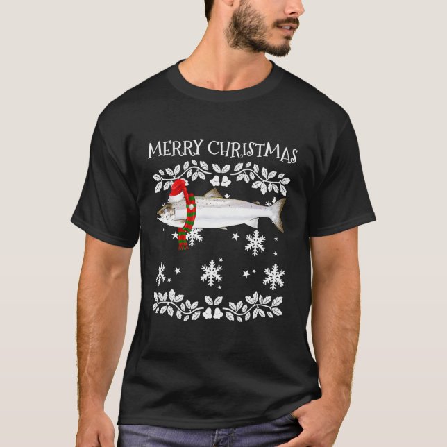 Fisch Frohe Weihnachtsschmuck Atlantischer Lachs U T-Shirt (Vorderseite)