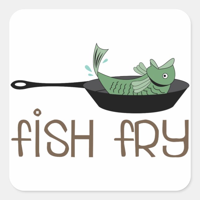 Fisch Fry Quadratischer Aufkleber (Vorderseite)