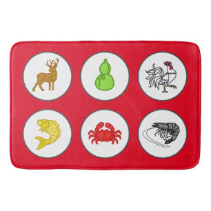 Fisch-Garnele-Krebs-Spiel-Badematte - Rot Badematte