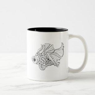 Fisch-Gekritzel Zweifarbige Tasse