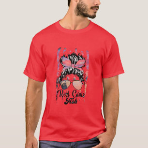 Fisch Girl Bass Fischen Geselliges Bun Girl Fishin T-Shirt