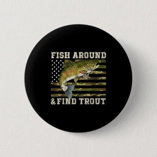 Fisch herumlaufen und Forelle Amerikanische Flagge Button