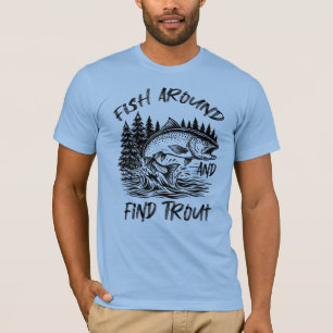 Fisch herumsuchen und Forellengrafik T-Shirt