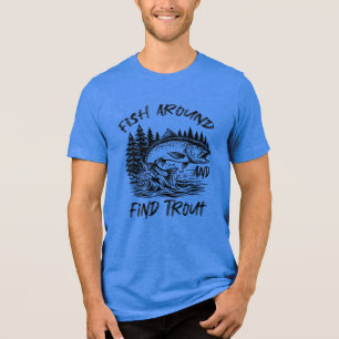 Fisch herumsuchen und Forellengrafik Tri-Blend Shirt