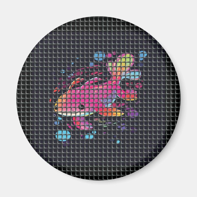 Fisch hinter Netz Illustration Magnet (Vorne)