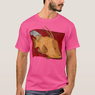 Fisch Hogfish on Dive Flag Florida Spearfish Div T-Shirt
