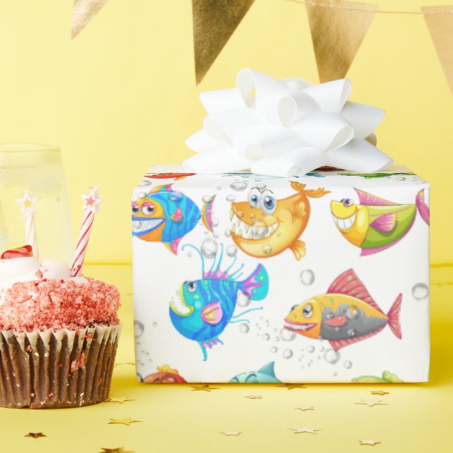 Fisch in Blasen Geschenkpapier (Geburtstagsparty)