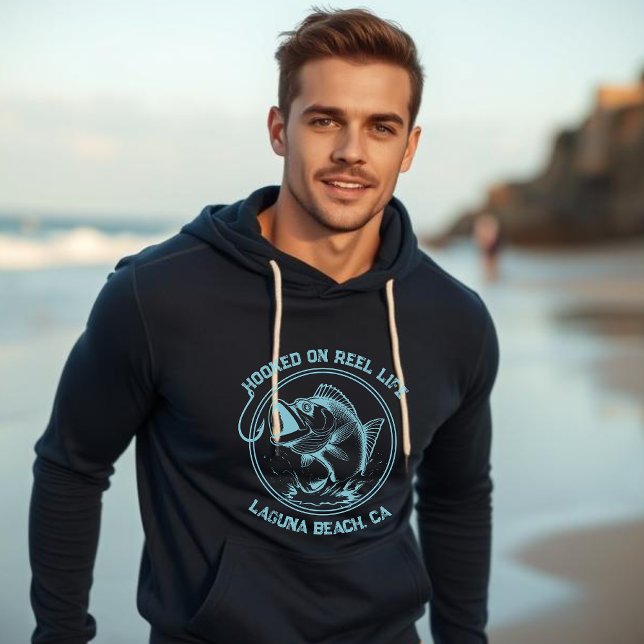 Fisch in der Rolle Hoodie (Bass Fish Hooked on Reel Life Hoodie-Fisherman Core, Hoodie for Men, Summer, Beach Hoodie)