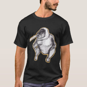 Fisch in einem Huhn raucht eine Zigarette (gelber T-Shirt