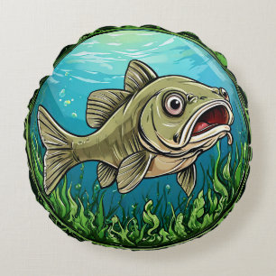 Fisch in einer Unterwasserszene Rundes Kissen