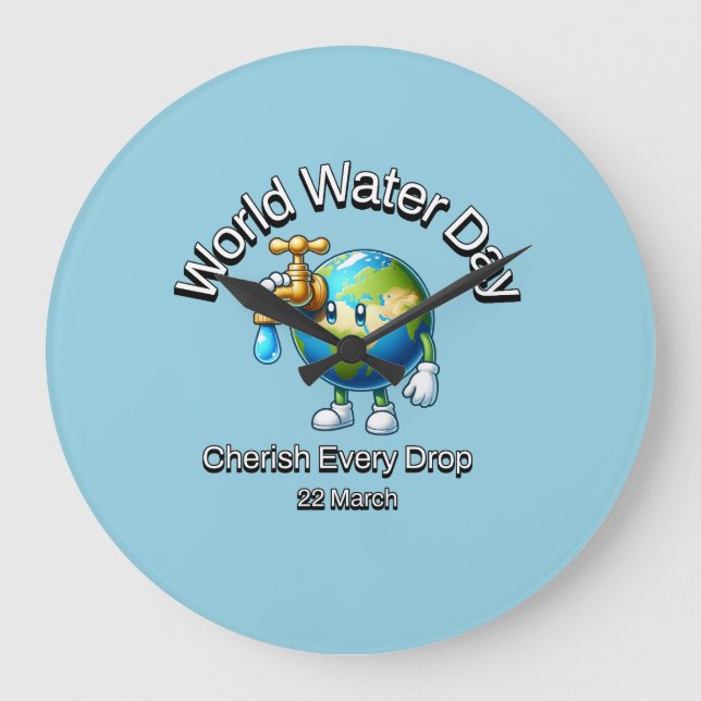 Fisch jeden Tropfen. Weltwassertag. Große Wanduhr (Vorderseite)