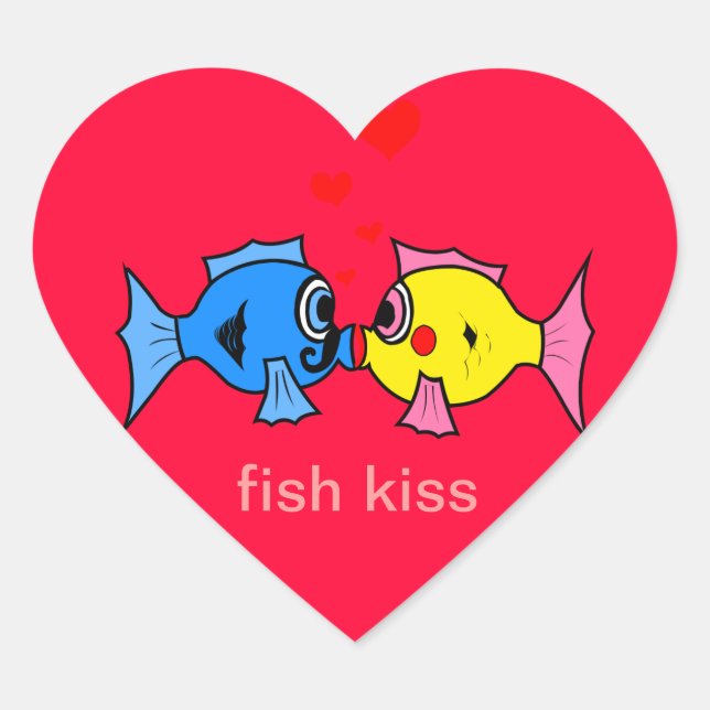 Fisch Kiss-Herzsticker Herz-Aufkleber (Vorderseite)