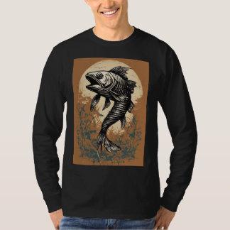 Fisch Knochentätowierung auf beiden Seiten Männer  T-Shirt