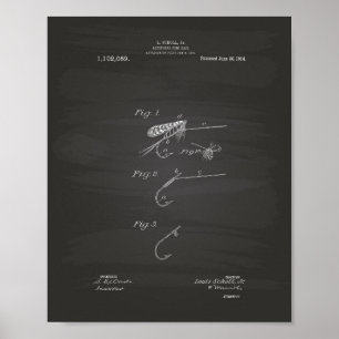Fisch Köder 1914 Patent Art Chalkboard Poster