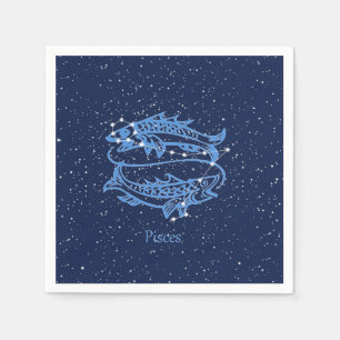 Fisch-Konstellation und Tierkreis-Zeichen mit Serviette