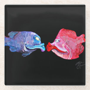 "Fisch-" Kunst durch Mike Quinn küssend Glasuntersetzer