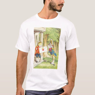 Fisch-Lakai, der eine Einladung an a liefert T-Shirt