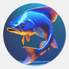 Fisch-Logo-Aufkleber | Süßes und minimalistisches Runder Aufkleber