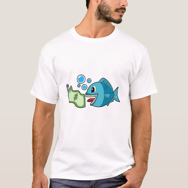 Fisch mit Banknote T-Shirt (Vorderseite)