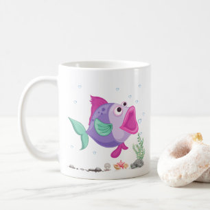 Fisch mit Blasen im offenen Mund und Unterwasserfl Kaffeetasse