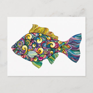 Fisch mit bunten Fischen Postkarte
