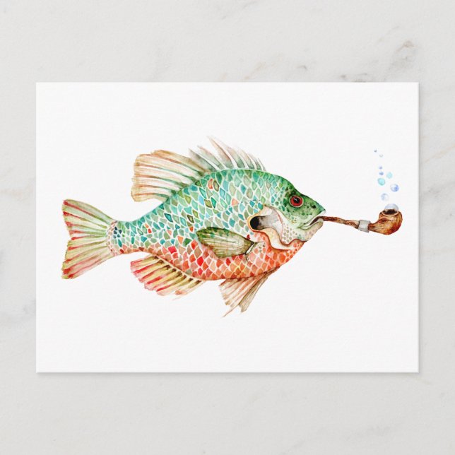 Fisch mit einem Stück Postkarte (Vorderseite)