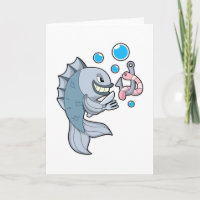 Fisch mit Fischhaken und Wurm