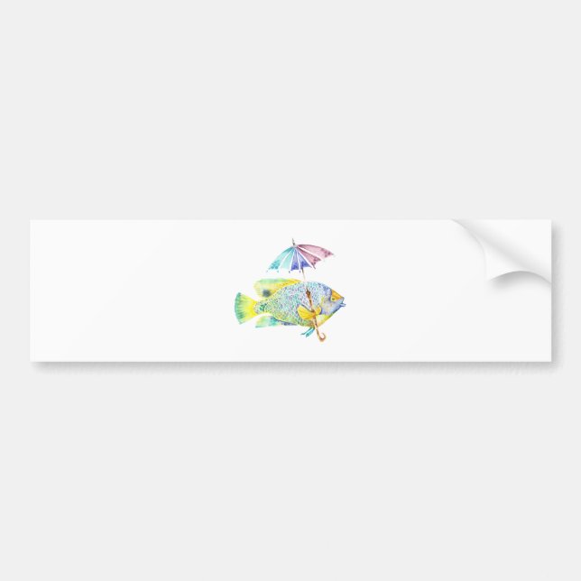 Fisch mit Regenschirm Autoaufkleber (Vorne)