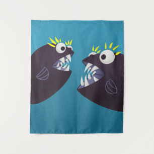 Fisch-Monster sprechen Kinder Wandteppich