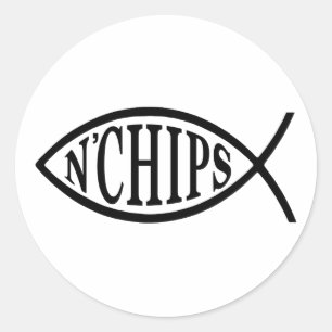 Fisch N bricht Fische ab Runder Aufkleber
