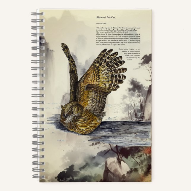Fisch-Owl des prächtigen handbemalten Blakiston Notizbuch (Vorderseite)