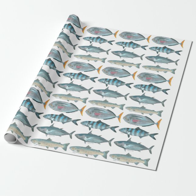 Fisch-Packpapier Geschenkpapier (Ungerollt)