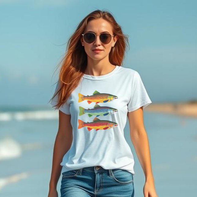 Fisch-Regenbogenforelle T-Shirt (Colorful Rainbow Trout Fish-Fisherman Fashion Summer Beach)
