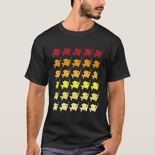 Fisch Retro-Tiermuster T-Shirt (Vorderseite)