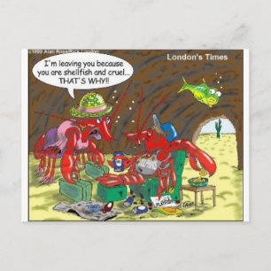 Fisch-Scheidung Lustige Cartoon-Geschenke Tees Sam Postkarte