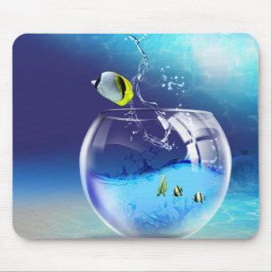 Fisch-Schüssel auf Meeresboden-Mausunterlage Mousepad