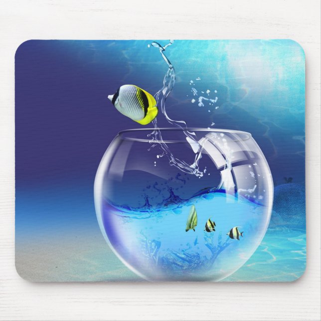 Fisch-Schüssel auf Meeresboden-Mausunterlage Mousepad (Vorne)