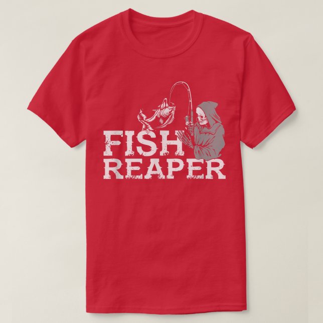 Fisch Sensenmann FischereiFür Pro Fishers, Fischer T-Shirt (Design vorne)