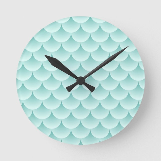 Fisch-Skala-Muster Runde Wanduhr (Vorderseite)
