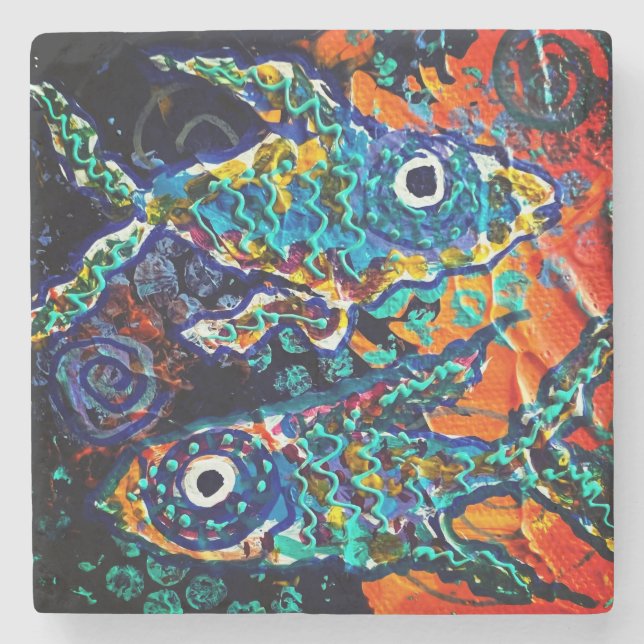Fisch-Stein-Untersetzer Steinuntersetzer (Vorderseite)
