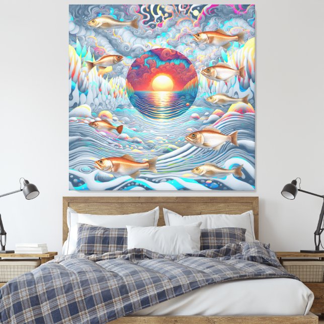 Fisch Sunset Leinwanddruck (Insitu (Schlafzimmer))