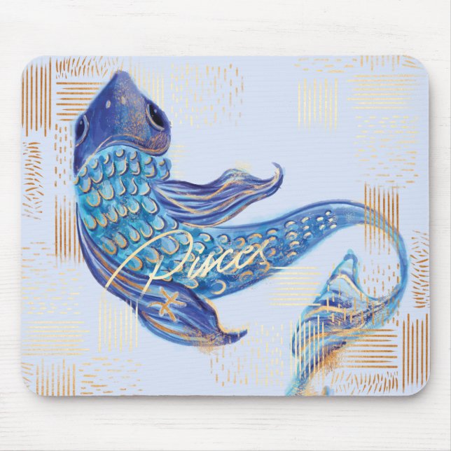 Fisch-Tierkreis-Wasserfarbe-Künstlertum mousepad (Vorne)