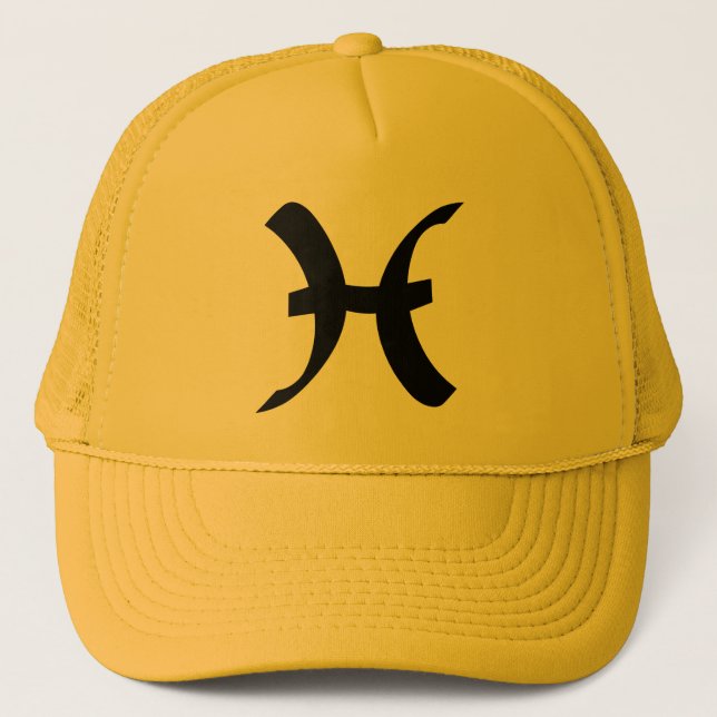 Fisch-Tierkreis-Zeichen-gelbes Gold Truckerkappe (Vorderseite)