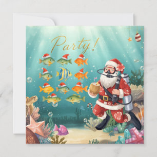 Fisch trägt Weihnachtsmannmütze Weihnachtsfeier mi Feiertagskarte