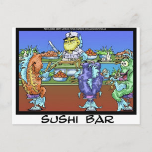 Fisch trifft Markt AKA Sushi Bar Lustige Geschenke Postkarte