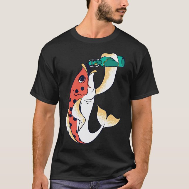 Fisch trinkt Bier T-Shirt (Vorderseite)
